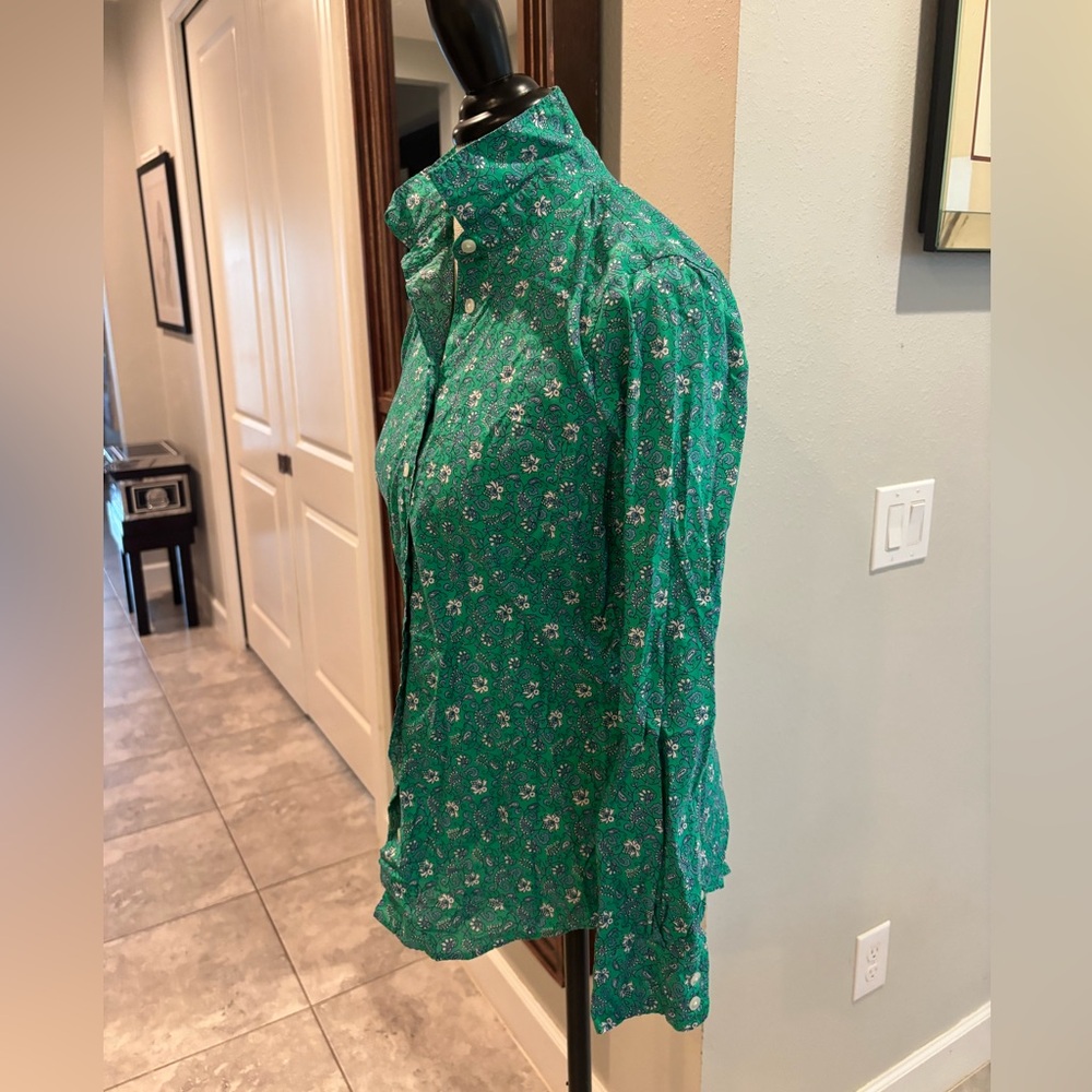 J. Crew Factory Green Floral Button Down Shirt